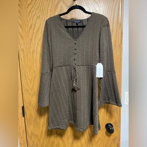 Max + Ash Brown Sweater Tassel Dress Juniors Size M - NWT